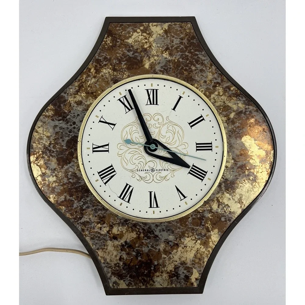 Mid Century General Electric GE Metallic Wall Clock 2160 PARTS / REPAIR